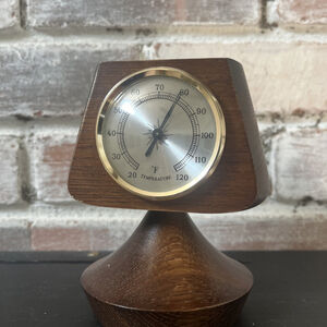Mid-Century Desktop Wood Temperature Weather Gauge Jason 5" Japan